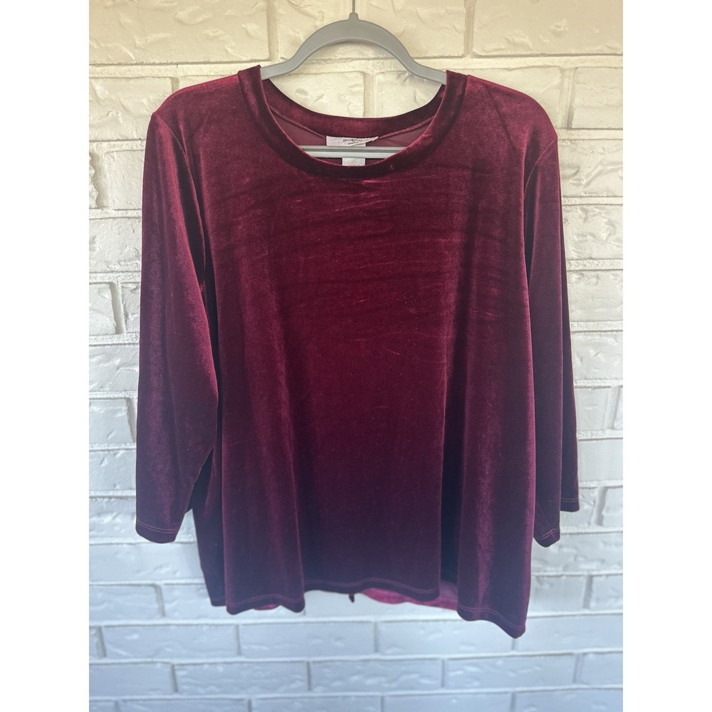 Moa Moa Women's Velvet Wine Red Tunic Top 2X Christmas Chic